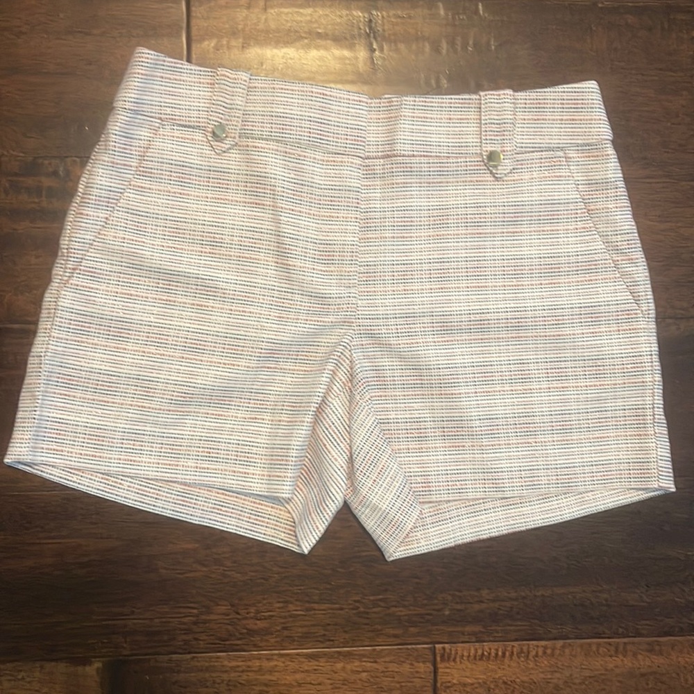 LOFT Button Tab Riviera Shorts With 4 Inch Inseam Red/Blue Multi NWT Size 0